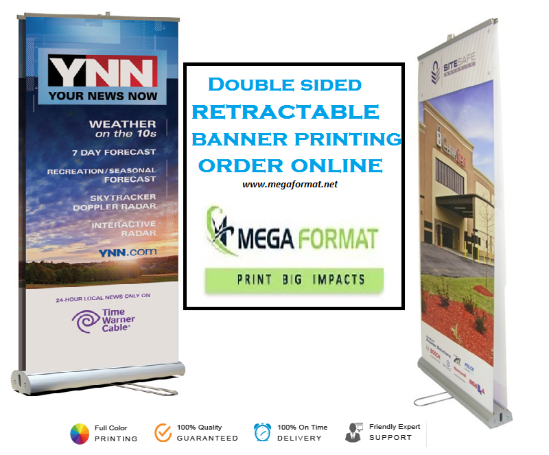 Custom Double Sided Retractable Banner Printing Order online shipping  across USA - Mega Format