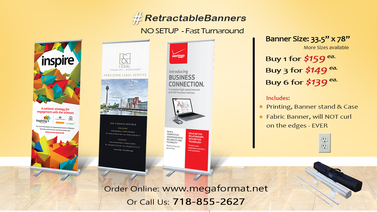 Custom Retractable Banner Printing Order Online Shipping Across Usa Mega Format