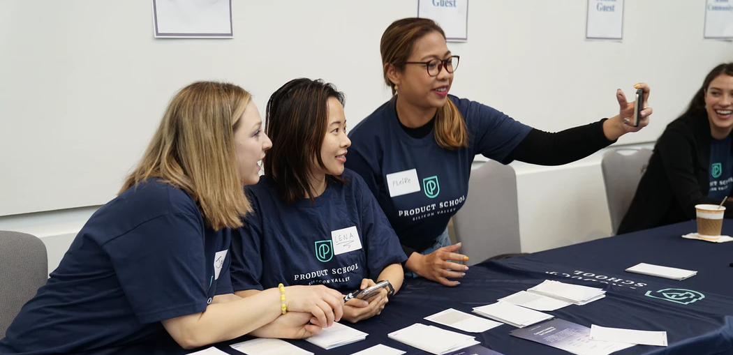 Company employees at a trade show.