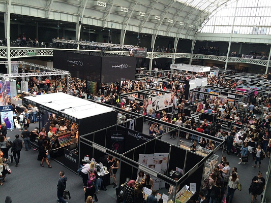 Retractable banners displayed at a trade show.