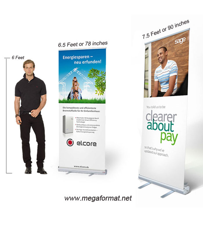 A custom-printed retractable banner