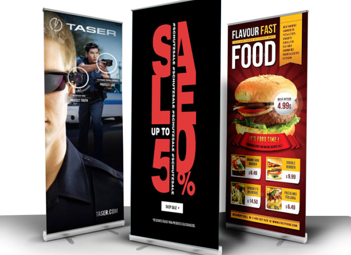 Multiple retractable banners