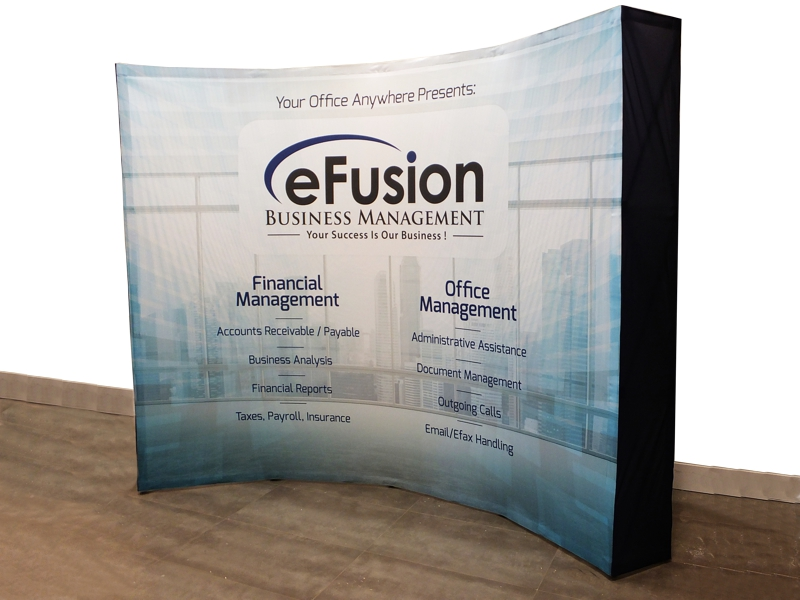 Eye-catching trade show pop-up display printed on high-quality vinyl