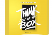 A colorful pop-up display with high-quality graphics and branding