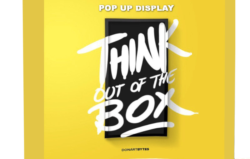 A colorful pop-up display with high-quality graphics and branding