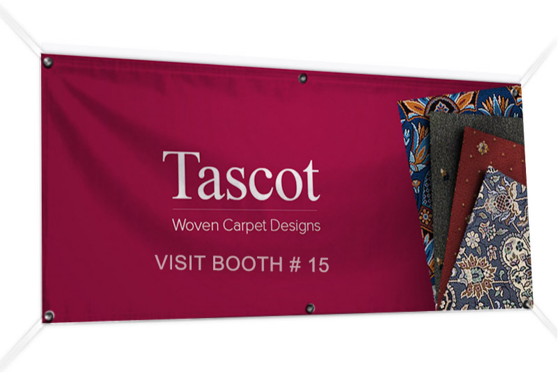 A prominent trade show banner