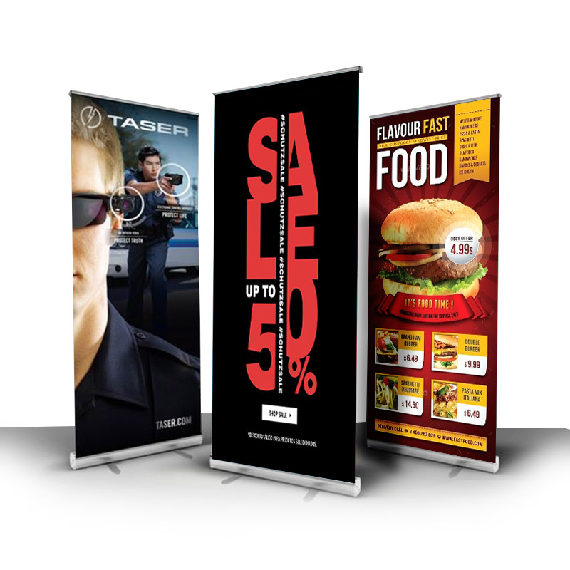 Single-sided banner showcasing vibrant graphics for effective trade show display.