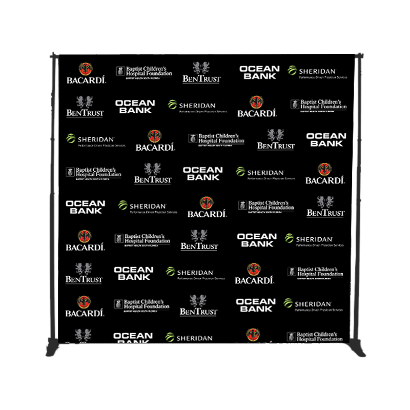 A step-and-repeat banner with repeating logos