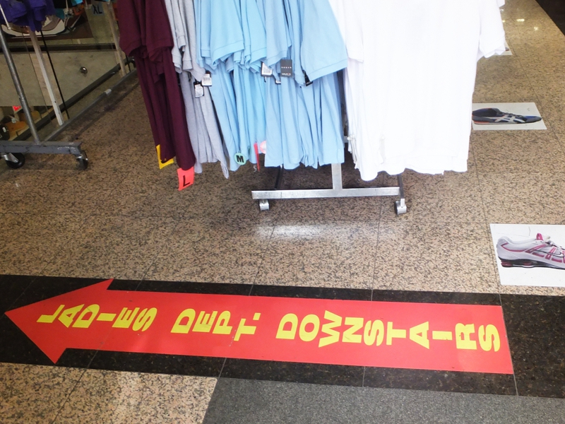 Floor sticker in a store, created with large format printing