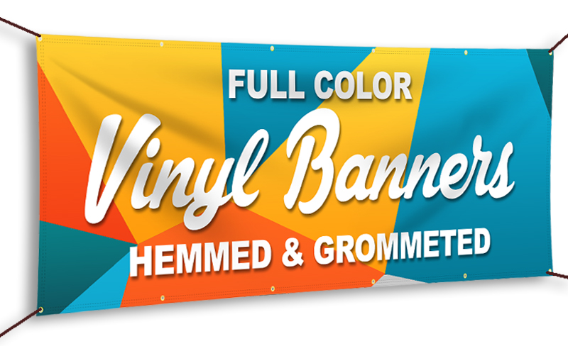 Vinyl banner printing displayed at a trade show