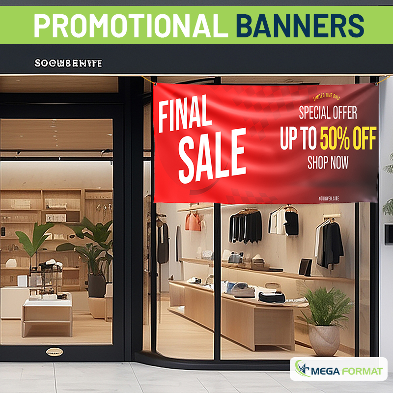 a sale banner for a shop