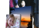 Canvas wrapped paintings of children and a sunset