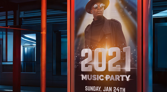 a poster for a music party