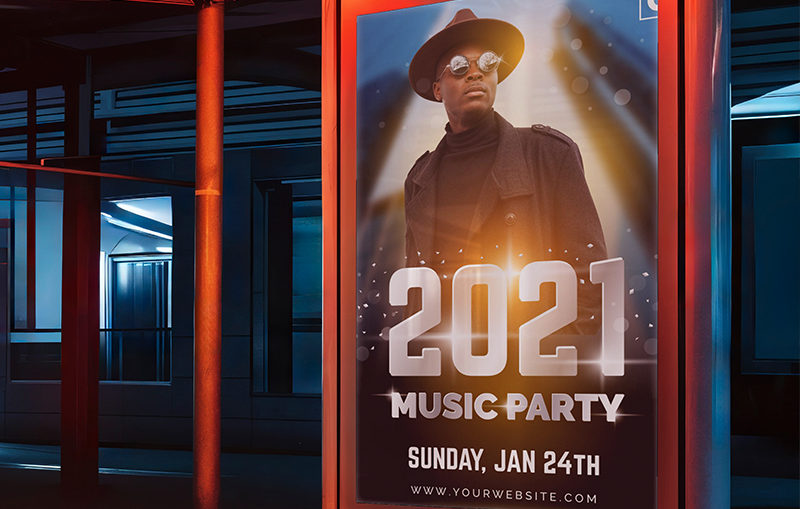 a poster for a music party