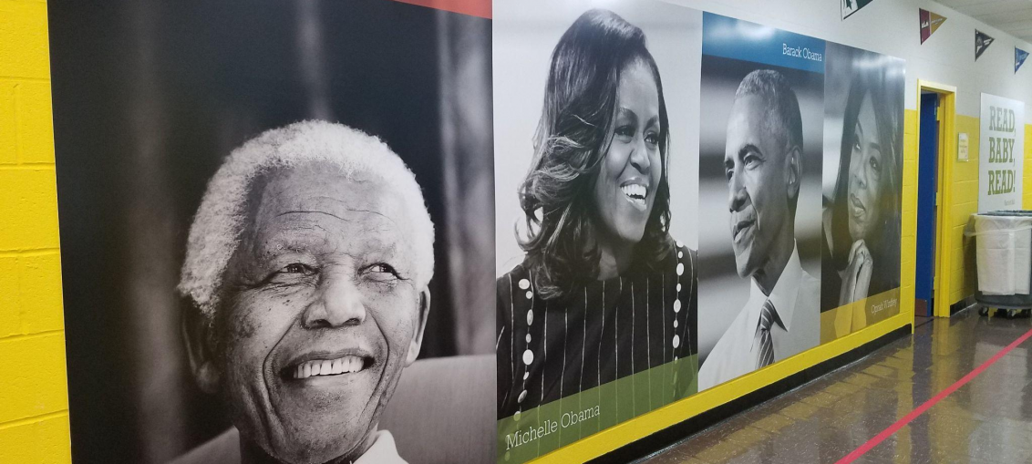 a big canvas of famous figures