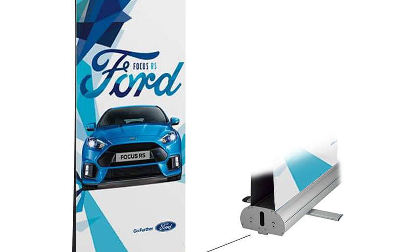 a banner stand for a car