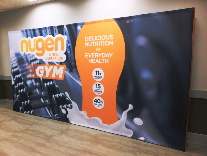 Pop-up display for a gym.