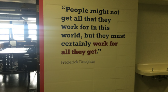 Wall graphics in a co-working space.