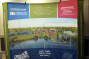 A trade show booth setup.