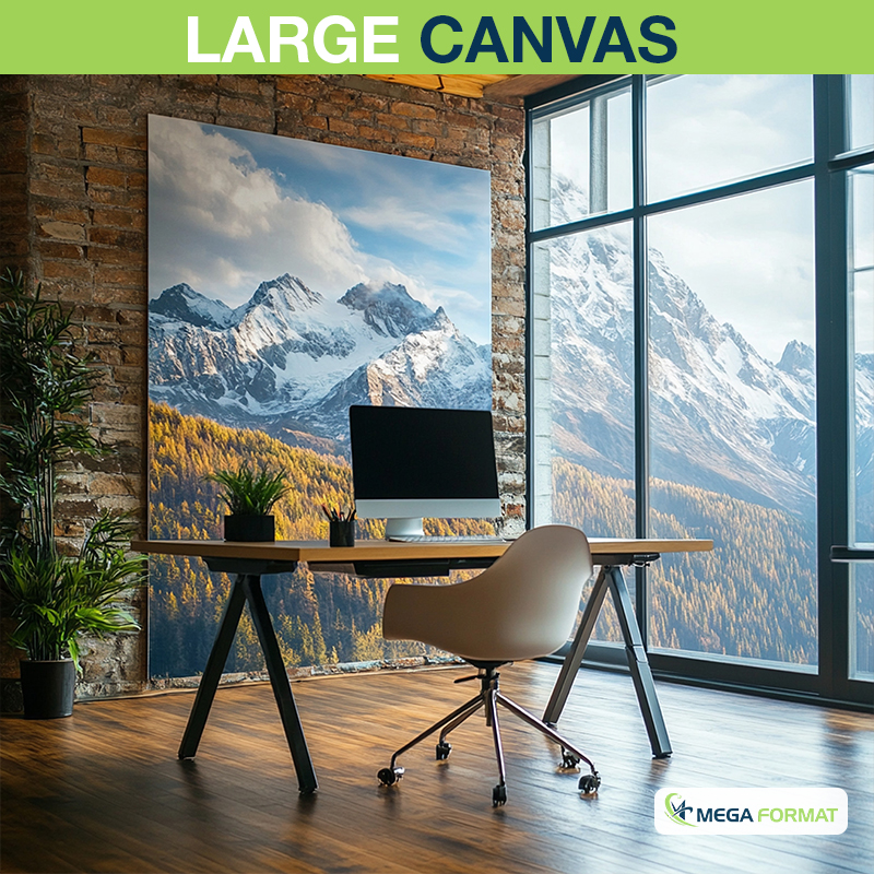 Canvas artwork displayed on the wall of a home office