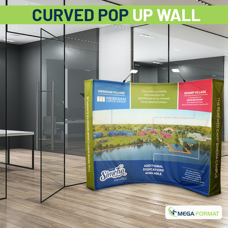 Trade show pop-up display used as a branded exhibition booth backdrop